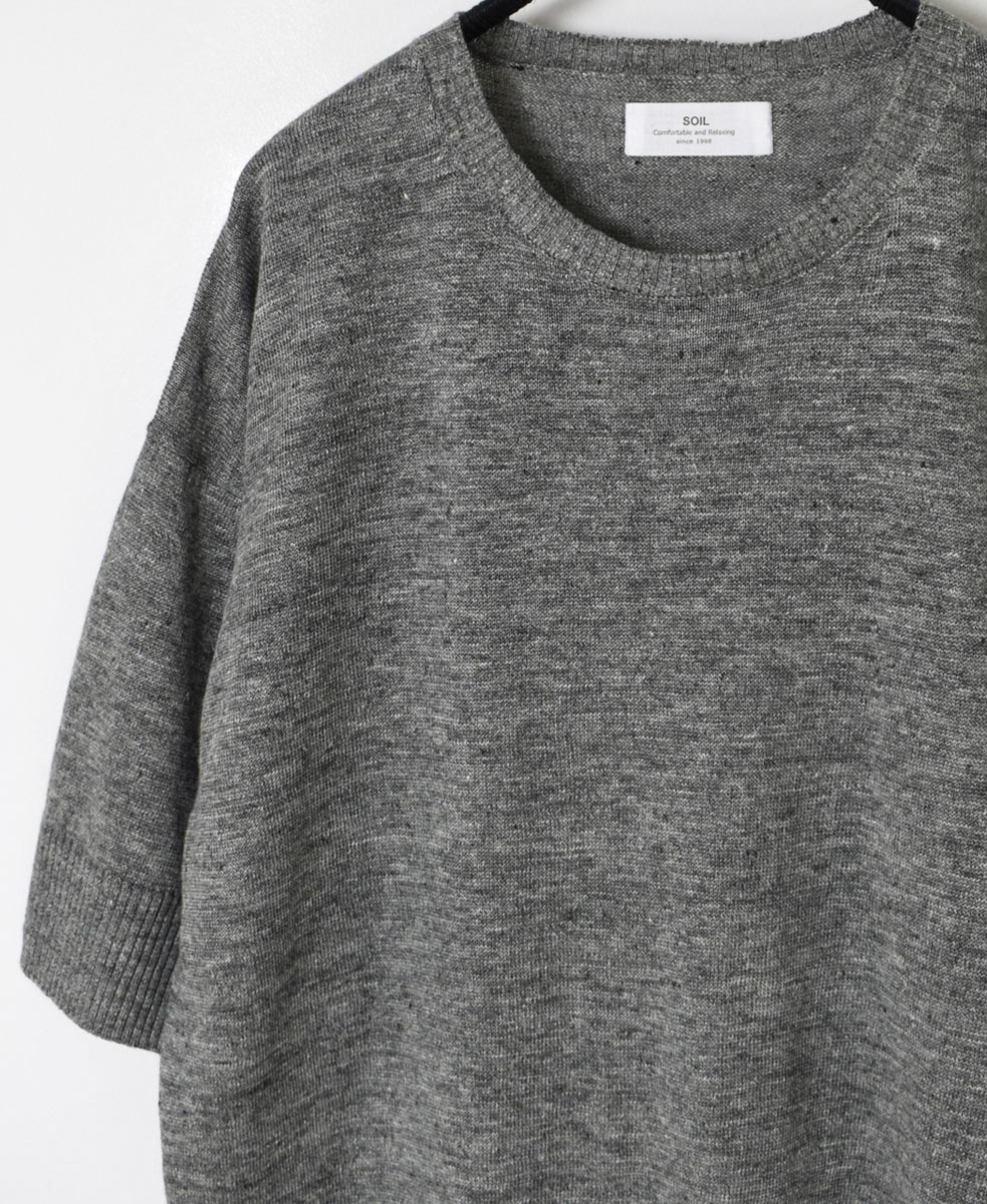 GNSL24002 (ニット) 12GG 1PLY LINEN PLAIN CREW-NECK PULLOVER