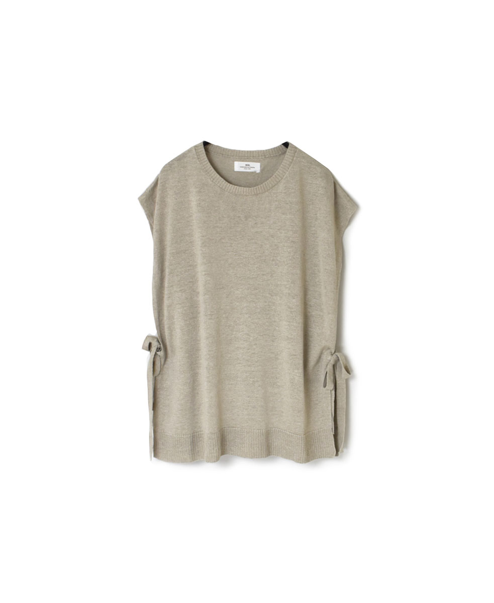 GNSL24001 (ニット) 12GG 1PLY LINEN PLAIN CREW-NECK VEST WITH SIDE TAPE