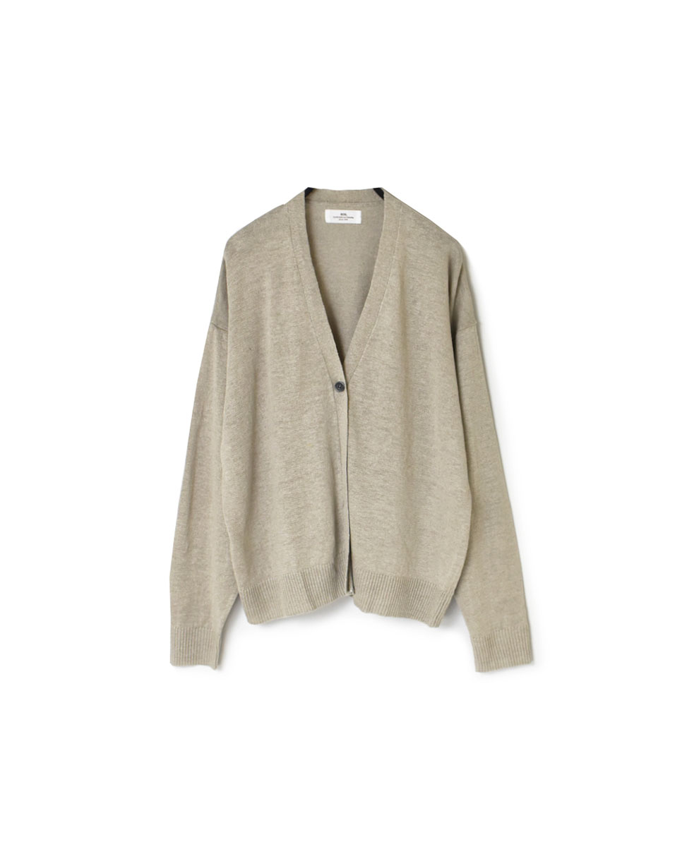 GNSL23302 (ニット) 12GG 1PLY LINEN PLAIN V-NECK 1 BUTTON CARDIGAN