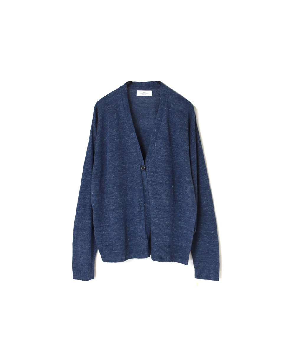 GNSL23302 (ニット) 12GG 1PLY LINEN PLAIN V-NECK 1 BUTTON CARDIGAN