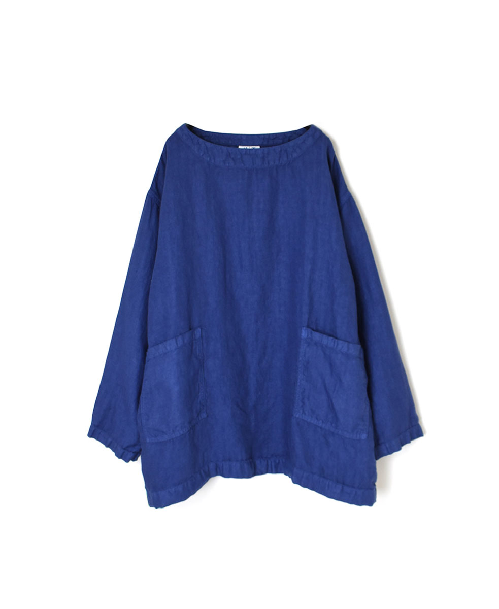 NAM2211LH (ブラウス) LINEN HERRINGBONE (OVERDYE) CREW NECK OVERSIZED PULLOVER