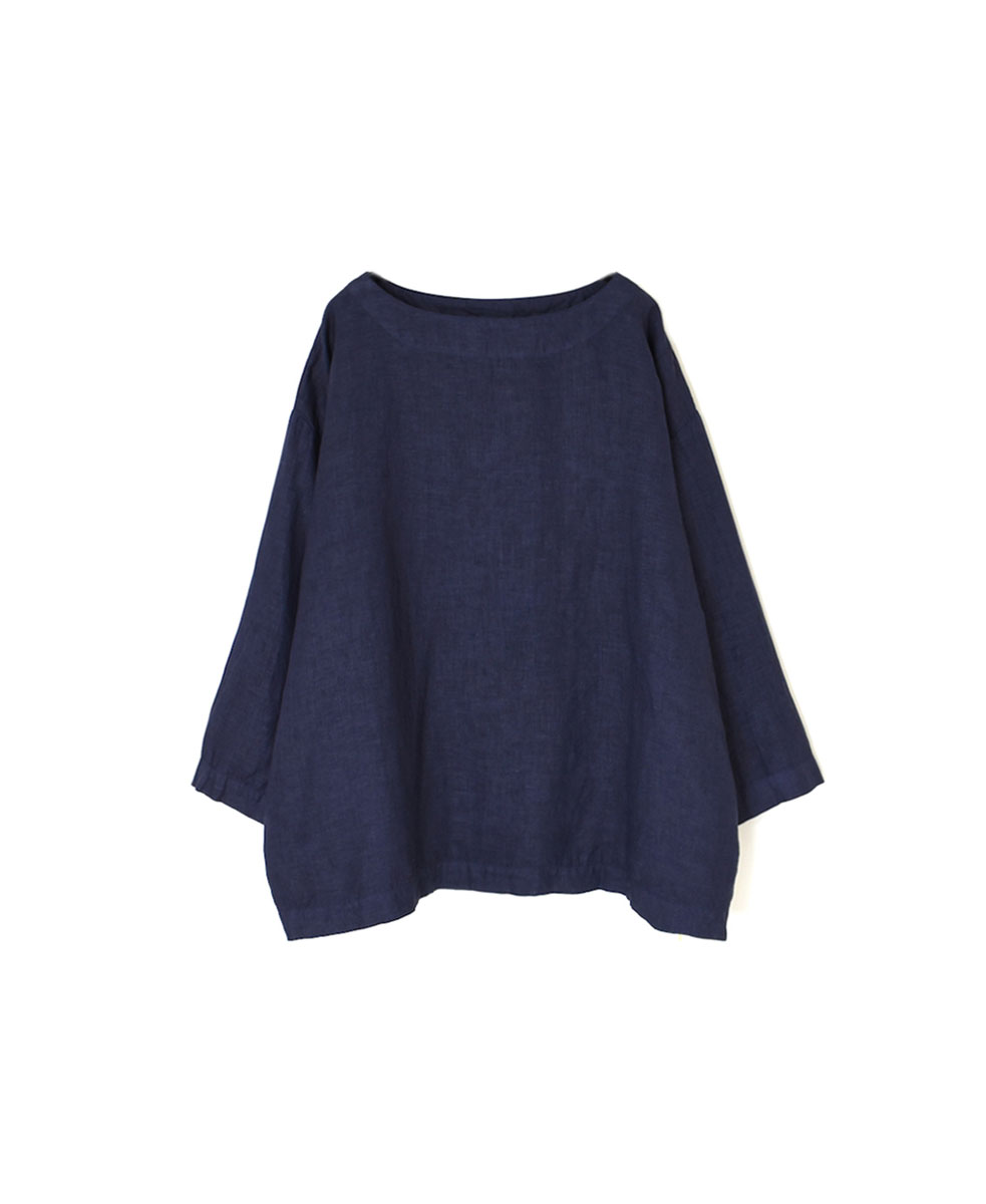 NAM1463LP (ブラウス) LINEN PLAIN(OVER DYE) BOAT NECK 3/5SL SHIRT