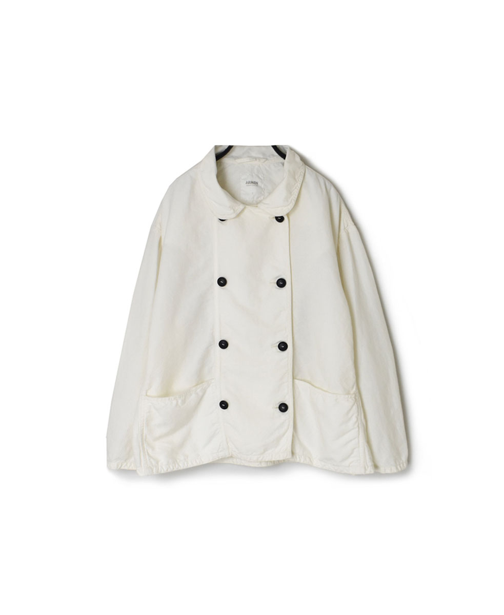 ISNAM2402 (ジャケット) LINEN / COTTON (OVERDYE) ROUND COLLAR DOUBLE JACKET