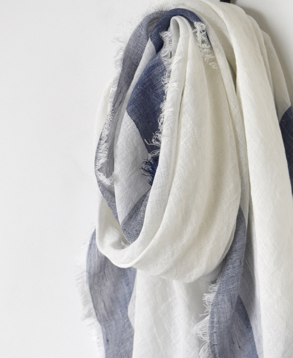 INAM2431 (ストール) POWER LOOM COTTON LINEN SQUARE STOLE