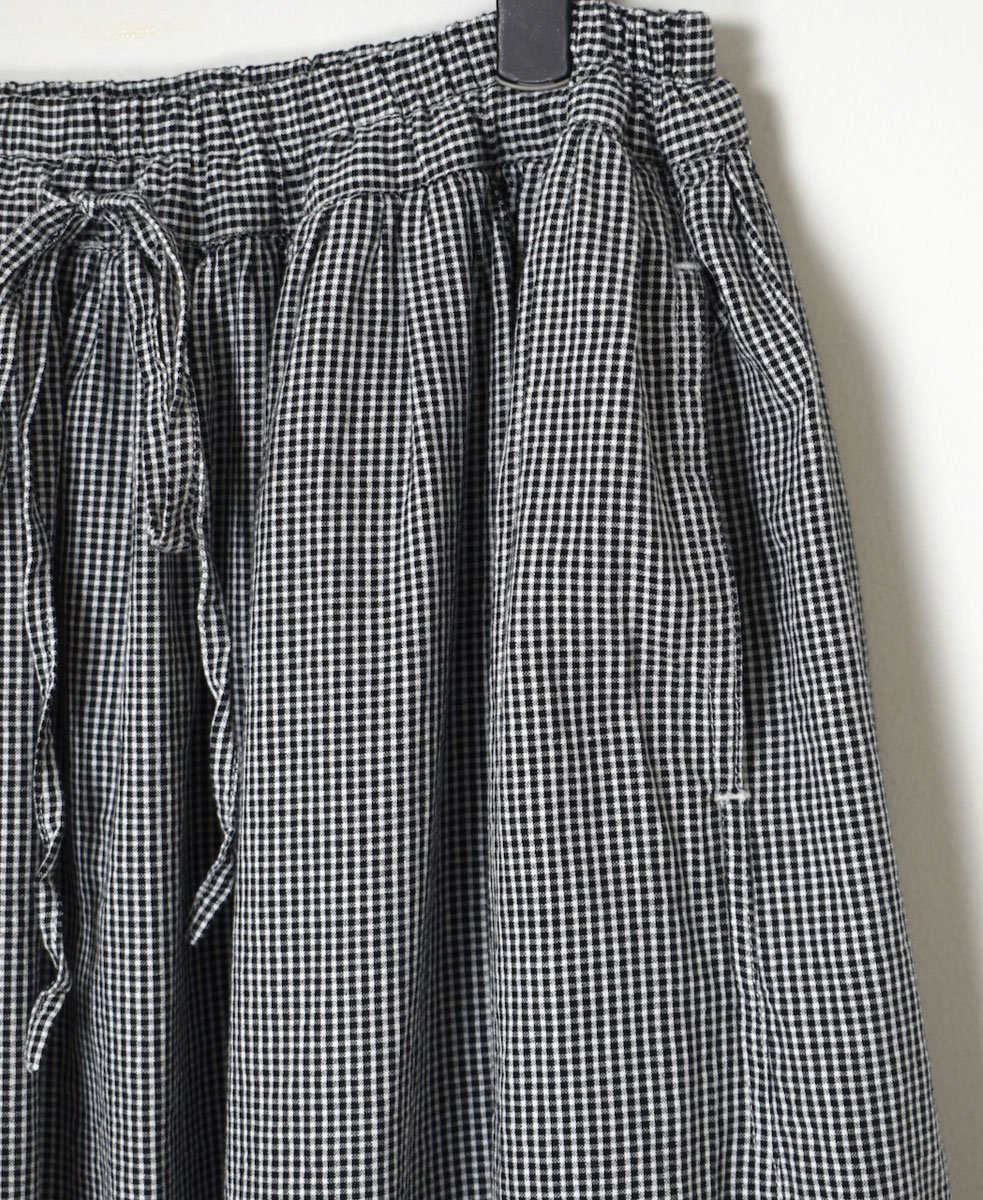 INAM2415C (スカート) SEERSUCKER GINGHAM CHECK EASY GATHERED SKIRT WITH LINING