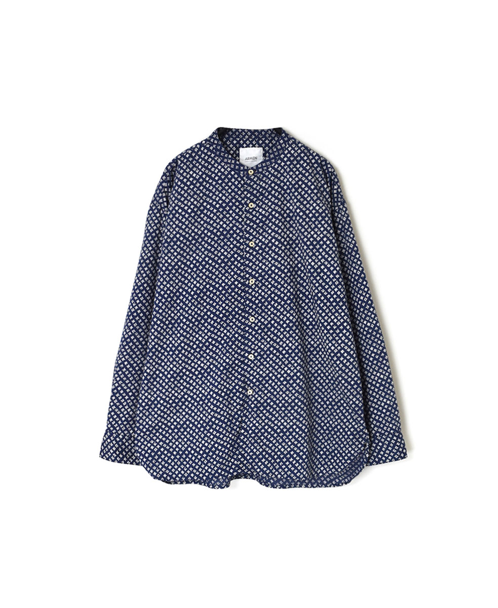 INAM2411F (シャツ) CAMBRIC SMALL FLOWER PRINT UTILITY BANDED COLLAR SHIRT