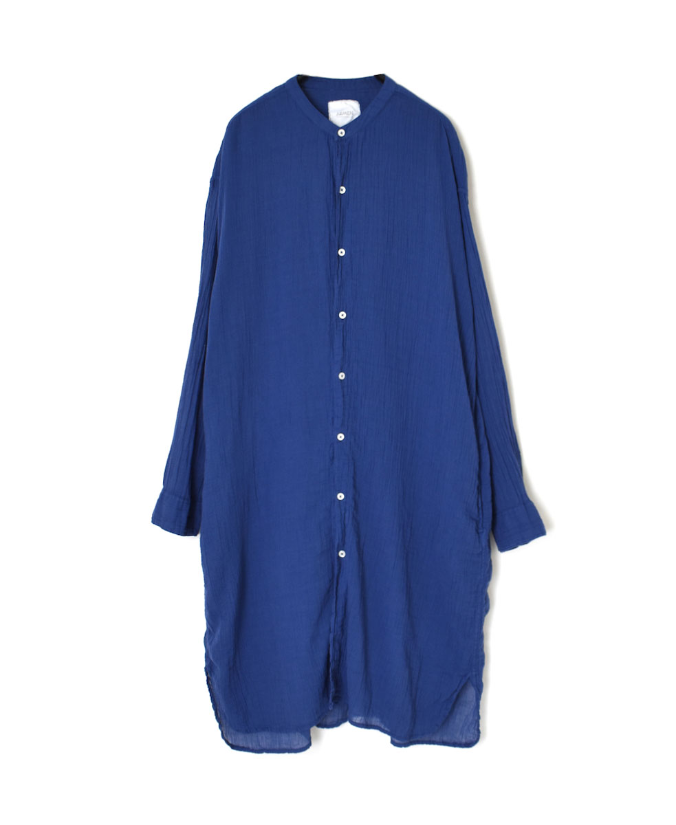 INAM1902GD (ロングシャツ) SINGLE GAUZE OVERDYED UTILITY BANDED COLLAR LONG SHIRTS