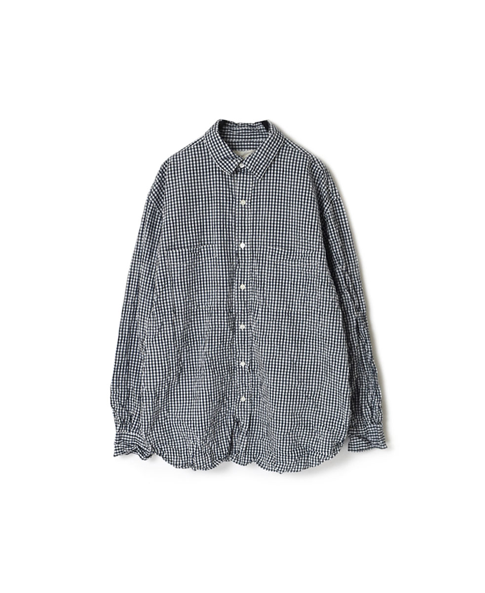 NVL1861GCW (シャツ) COTTON POPLIN CHECK REGULAR COLLAR L/SL OVERSIZED SHIRT