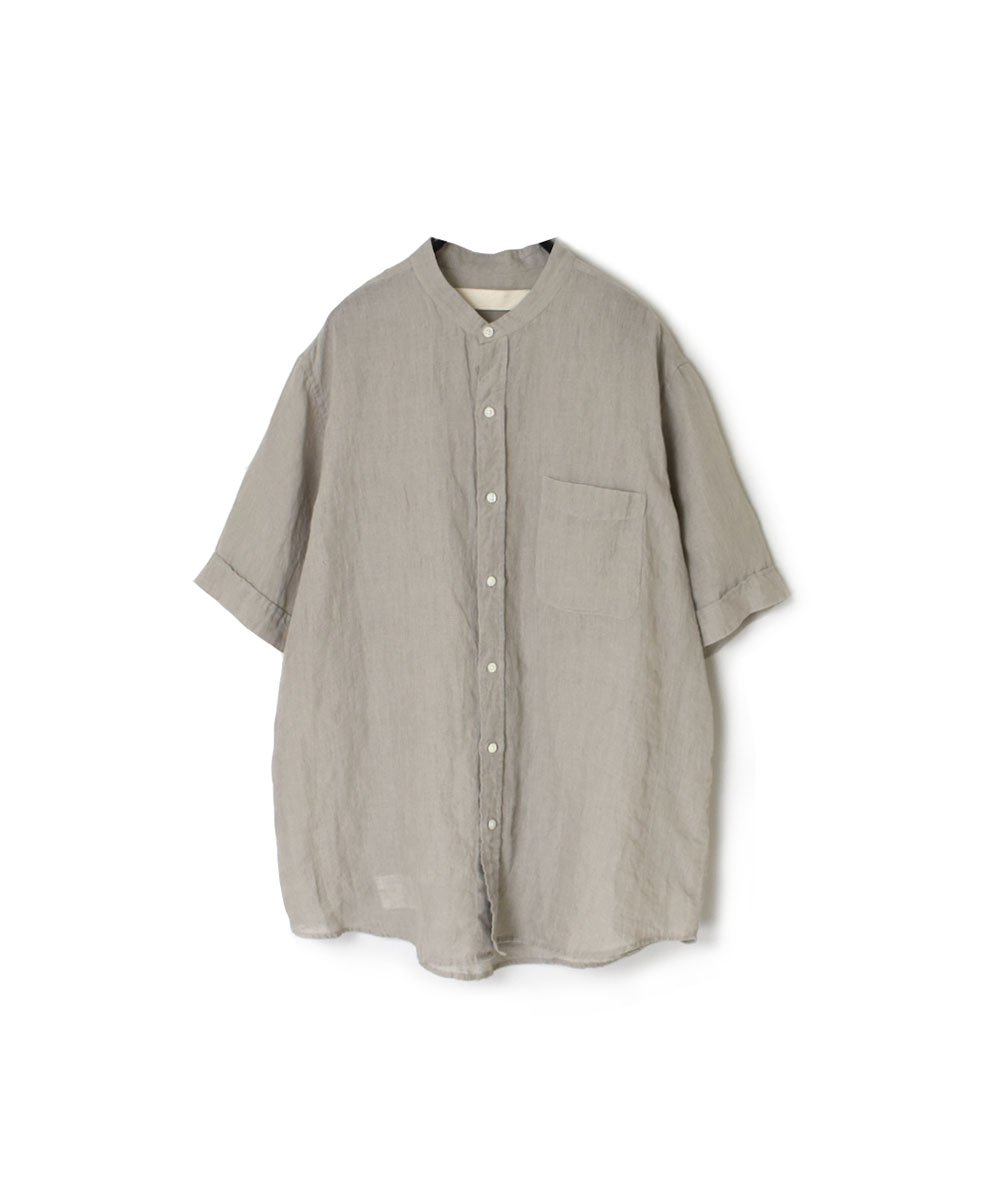 NVL2403LW (シャツ) WASHED 80’S POWER LOOM LINEN BANDED COLLAR S/SL SHIRT