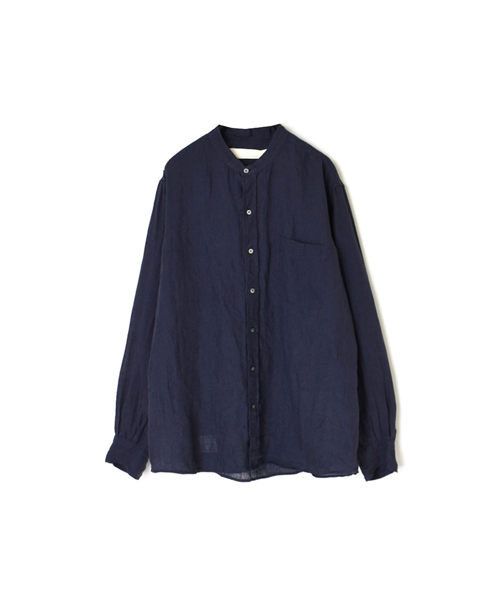 NVL2402LW (シャツ) WASHED 80’S POWER LOOM LINEN BANDED COLLAR L/SL SHIRT