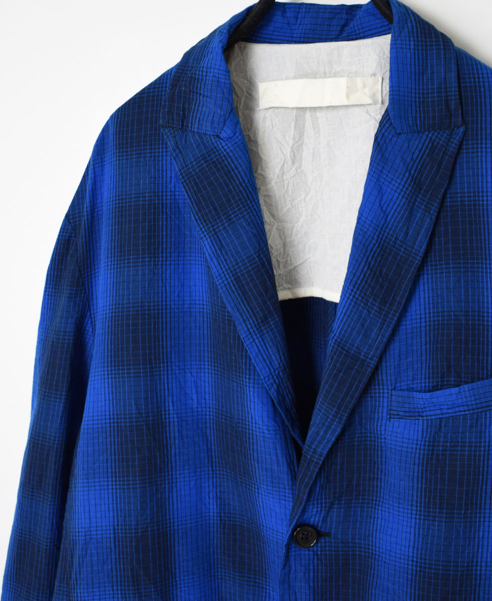 NVL2301PCW (ジャケット) WASHED POPLIN CHECK SIDE VENTS TAILORED JACKET