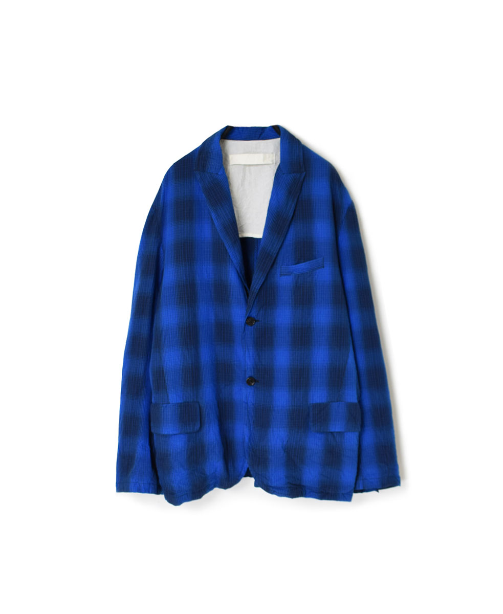 NVL2301PCW (ジャケット) WASHED POPLIN CHECK SIDE VENTS TAILORED JACKET