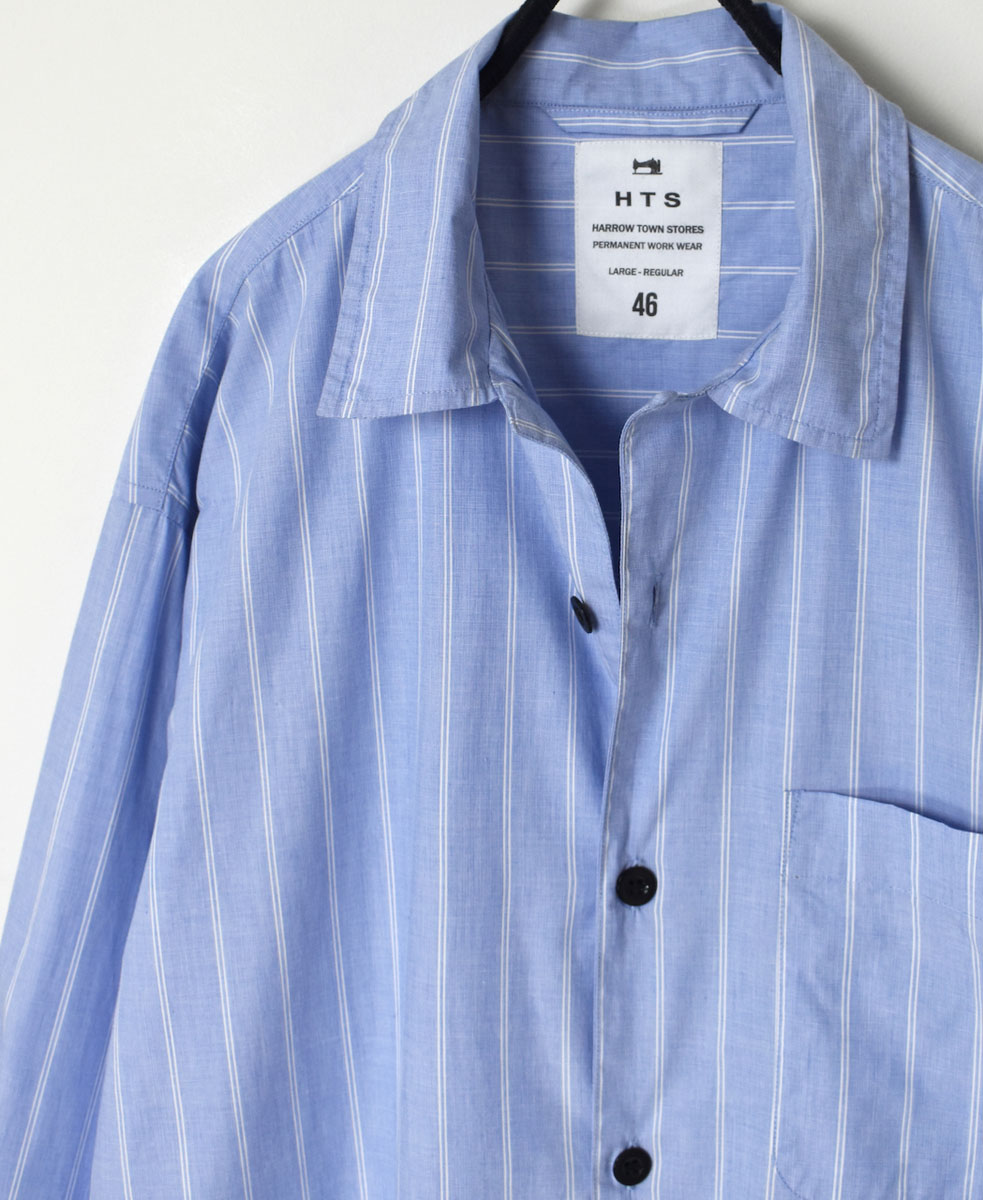 INHT2202ST (ロングシャツ) COTTON STRIPE ONE-UP COLLAR LONG SHIRT│
