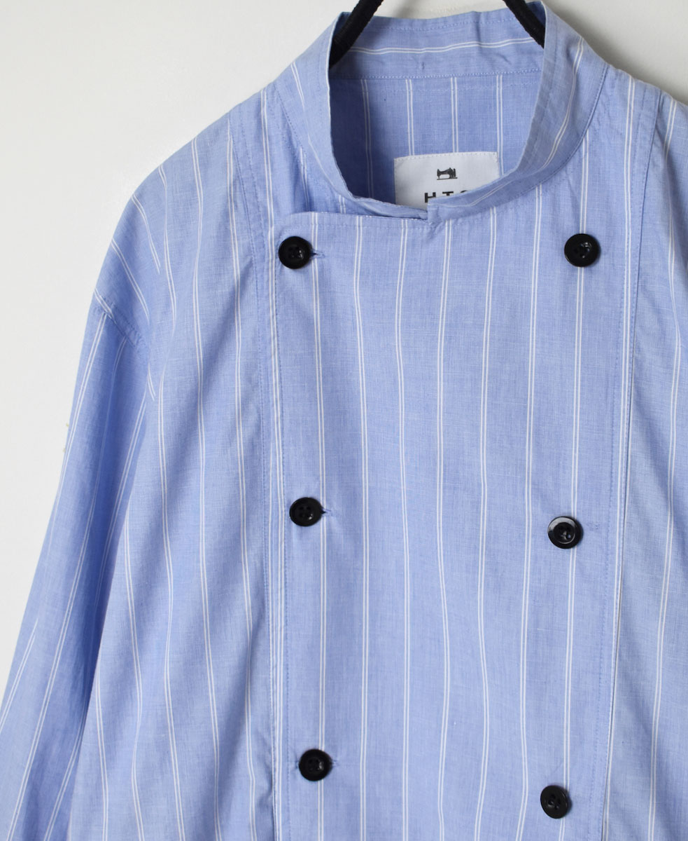 INHT2431ST (ジャケット) COTTON STRIPE STAND COLLAR DOUBLE BREAST JACKET