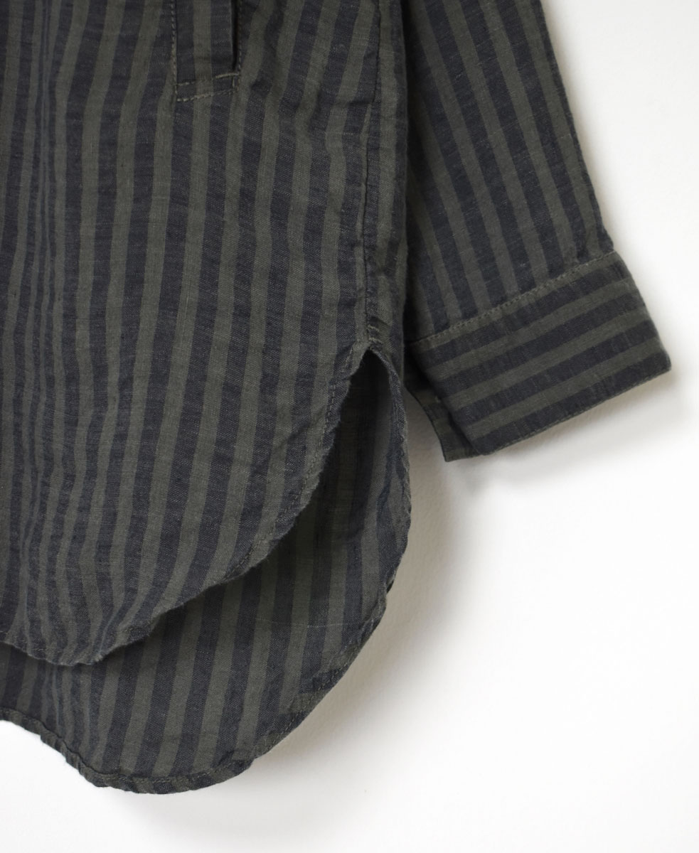 LNHT2021LWS (シャツ) LINEN WIDE STRIPE STAND COLLAR SHIRTS