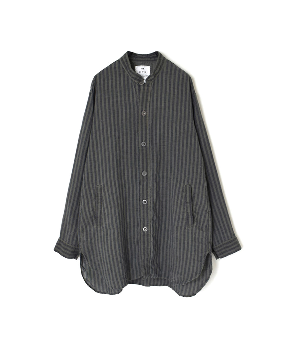 LNHT2021LWS (シャツ) LINEN WIDE STRIPE STAND COLLAR SHIRTS