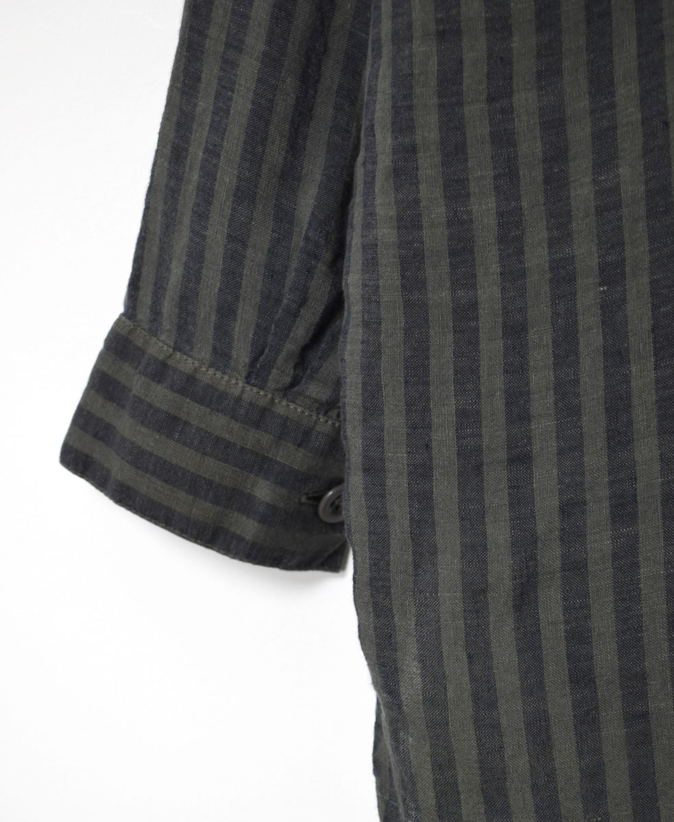 LNHT2021LWS (シャツ) LINEN WIDE STRIPE STAND COLLAR SHIRTS