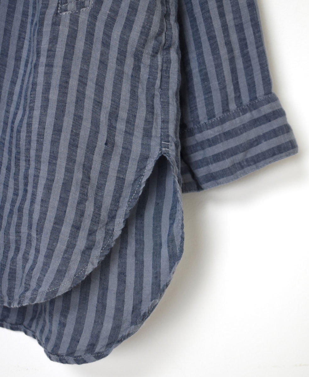 LNHT2021LWS (シャツ) LINEN WIDE STRIPE STAND COLLAR SHIRTS