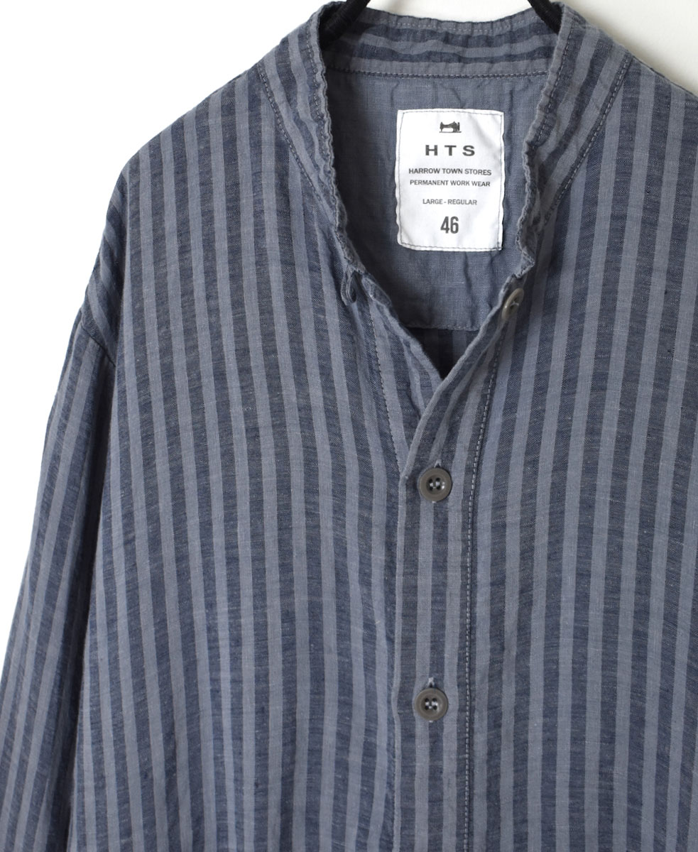 LNHT2021LWS (シャツ) LINEN WIDE STRIPE STAND COLLAR SHIRTS