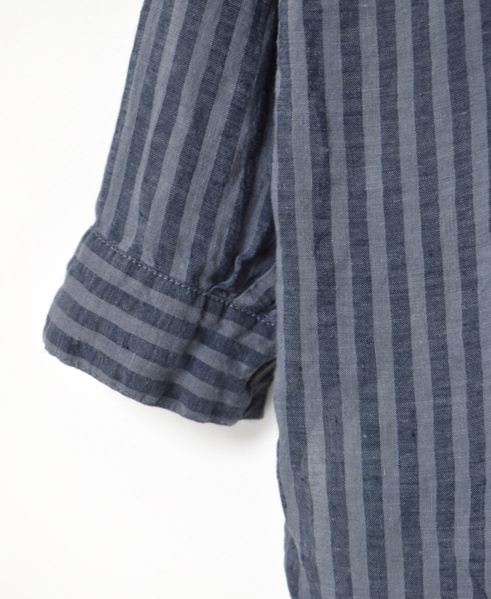 LNHT2021LWS (シャツ) LINEN WIDE STRIPE STAND COLLAR SHIRTS