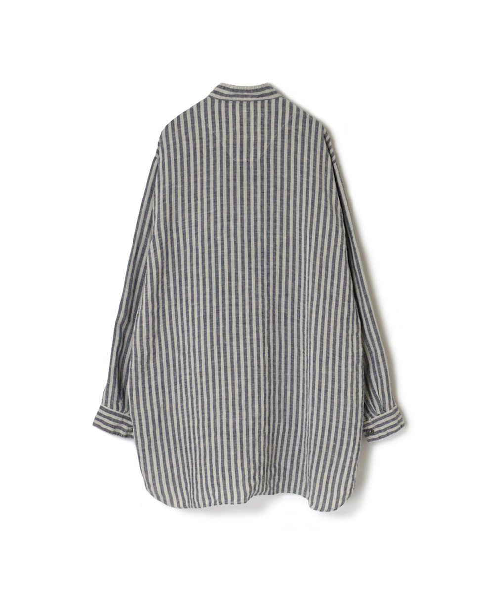 LNHT2021LWS (シャツ) LINEN WIDE STRIPE STAND COLLAR SHIRTS