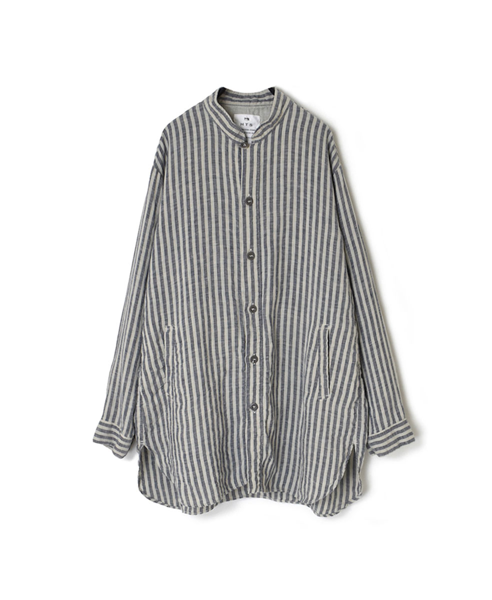 LNHT2021LWS (シャツ) LINEN WIDE STRIPE STAND COLLAR SHIRTS