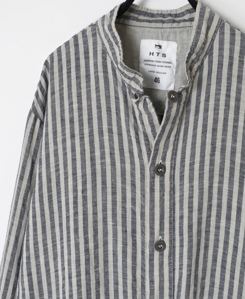 LNHT2021LWS (シャツ) LINEN WIDE STRIPE STAND COLLAR SHIRTS