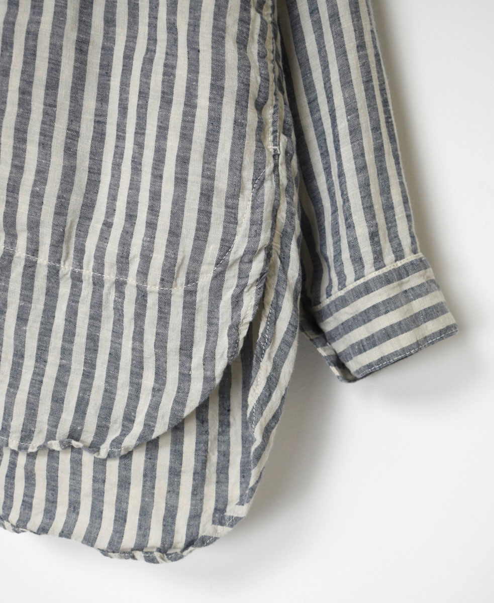 LNHT2421LWS (シャツ) LINEN WIDE STRIPE WORK PULLOVER SHIRTS