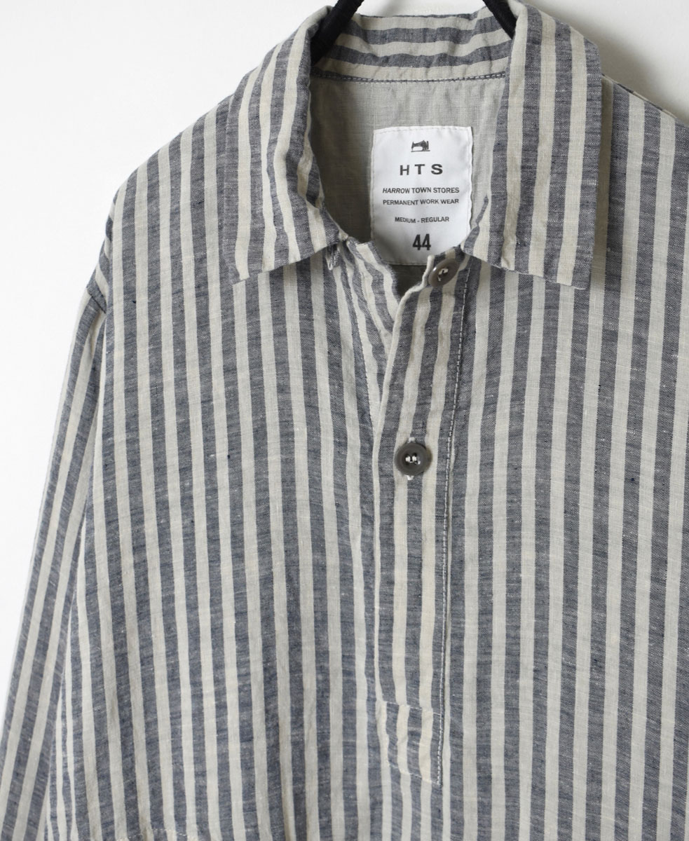 LNHT2421LWS (シャツ) LINEN WIDE STRIPE WORK PULLOVER SHIRTS