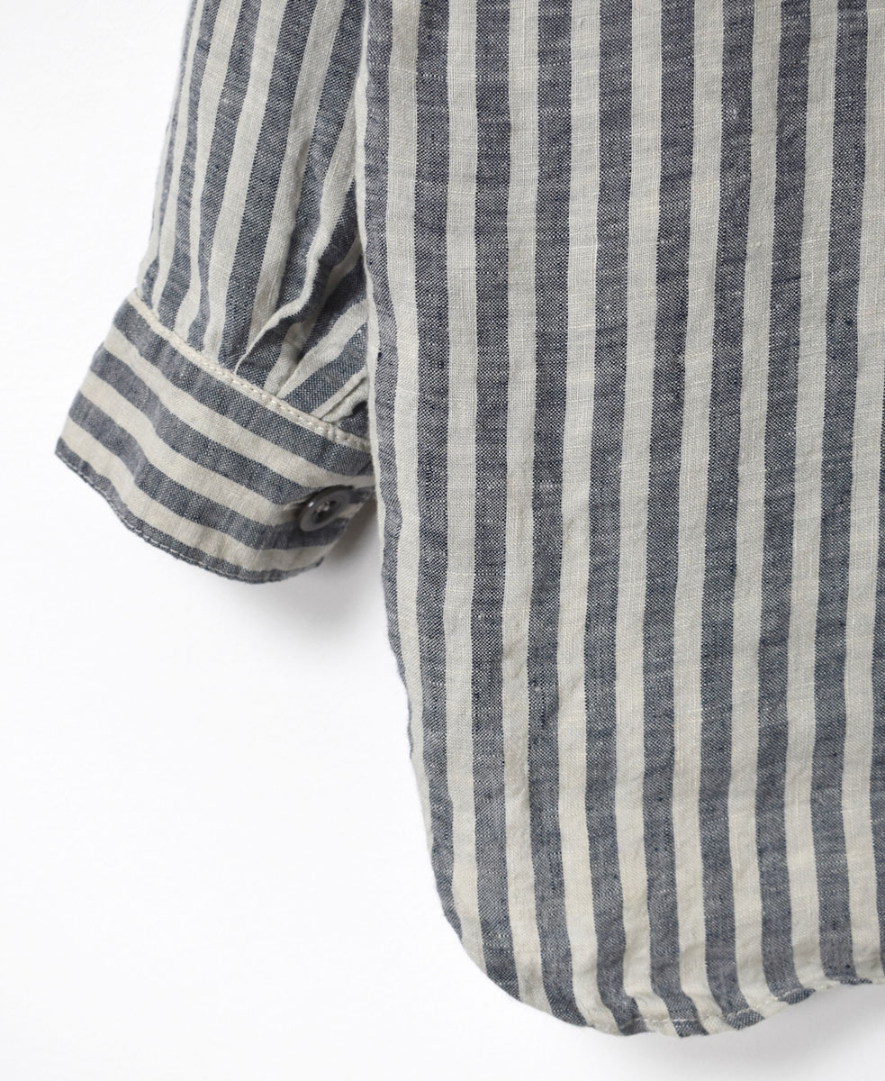 LNHT2421LWS (シャツ) LINEN WIDE STRIPE WORK PULLOVER SHIRTS