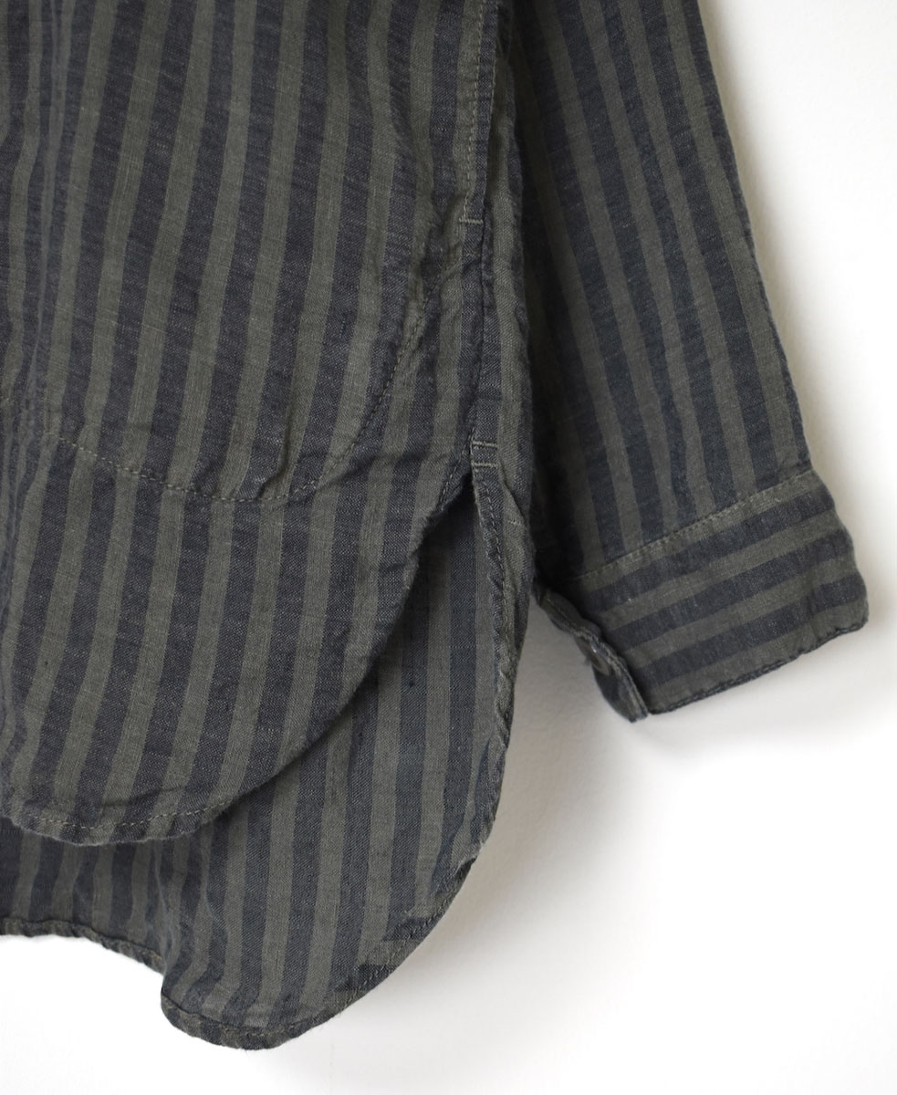 LNHT2421LWS (シャツ) LINEN WIDE STRIPE WORK PULLOVER SHIRTS