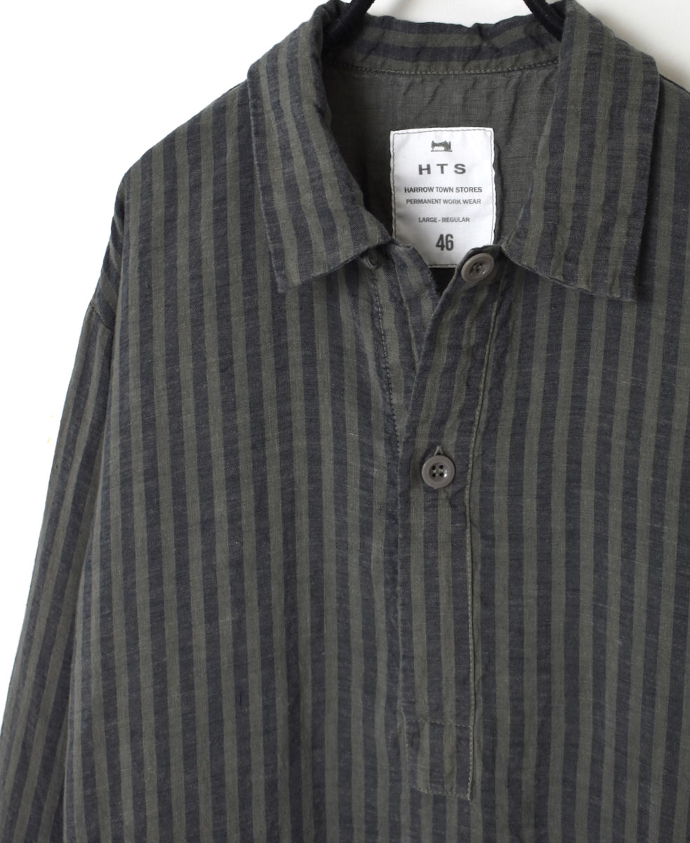 LNHT2421LWS (シャツ) LINEN WIDE STRIPE WORK PULLOVER SHIRTS