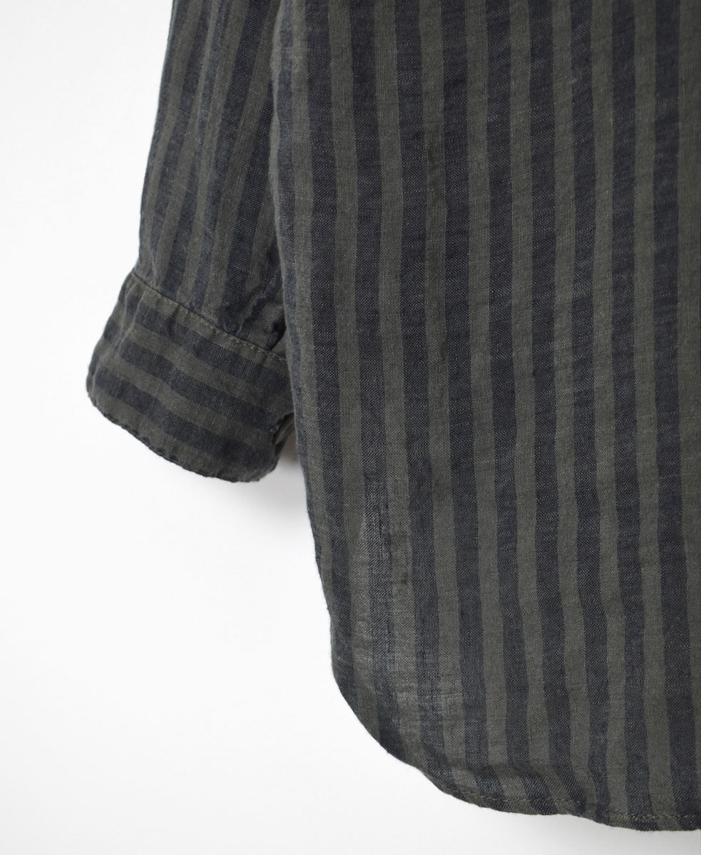 LNHT2421LWS (シャツ) LINEN WIDE STRIPE WORK PULLOVER SHIRTS