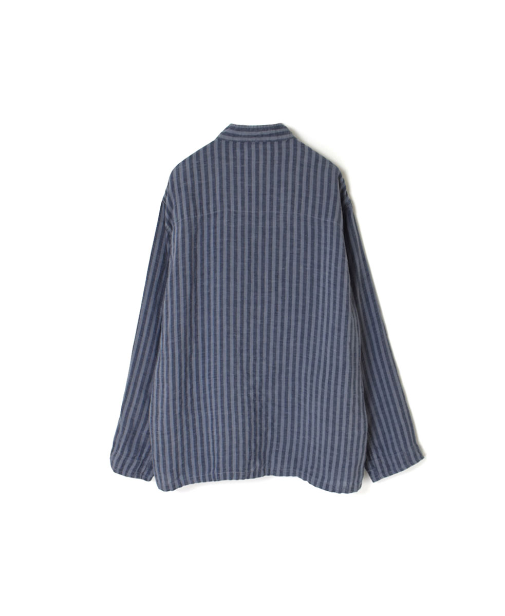 LNHT2302LWS (ジャケット) LINEN WIDE STRIPE STAND COLLAR OVERALL