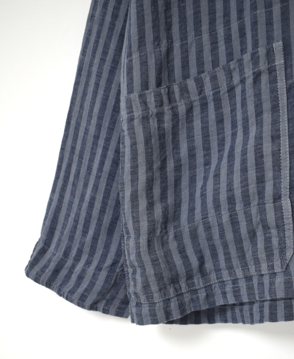 LNHT2302LWS (ジャケット) LINEN WIDE STRIPE STAND COLLAR OVERALL