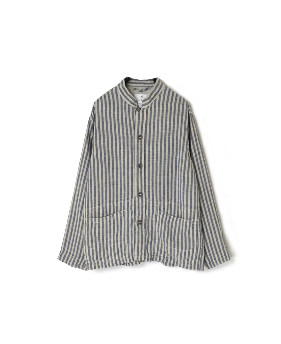 LNHT2302LWS (ジャケット) LINEN WIDE STRIPE STAND COLLAR OVERALL