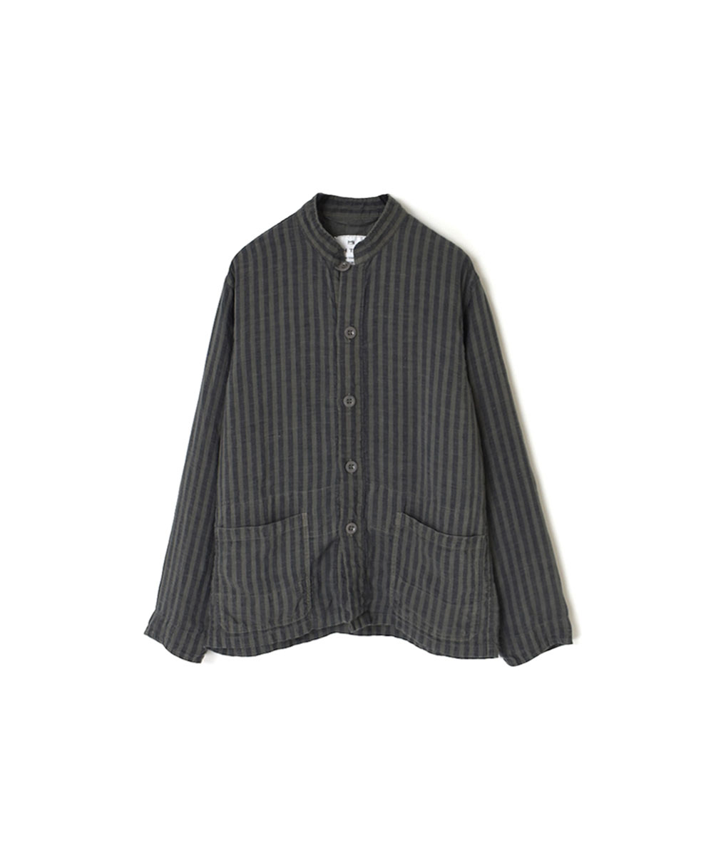 LNHT2302LWS (ジャケット) LINEN WIDE STRIPE STAND COLLAR OVERALL