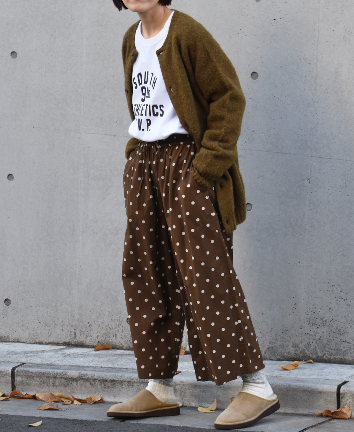 NSL22536 (パンツ) 40s POPLIN DOT PRINT WIDE EASY PANTS