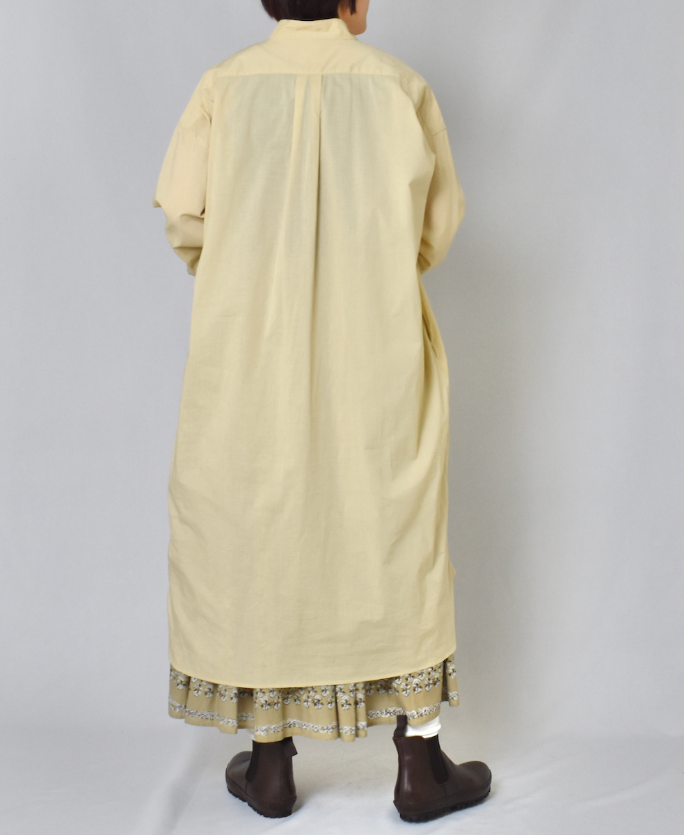 NMDS23621 (マキシシャツ) 60'S ORGANIC CAMBRIC BANDED COLLAR MAXI SHIRT