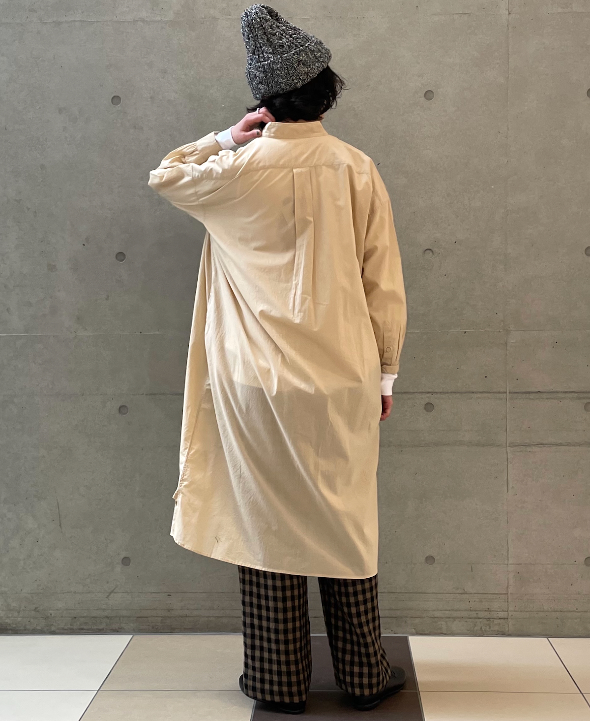 NMDS23621 (マキシシャツ) 60'S ORGANIC CAMBRIC BANDED COLLAR MAXI SHIRT