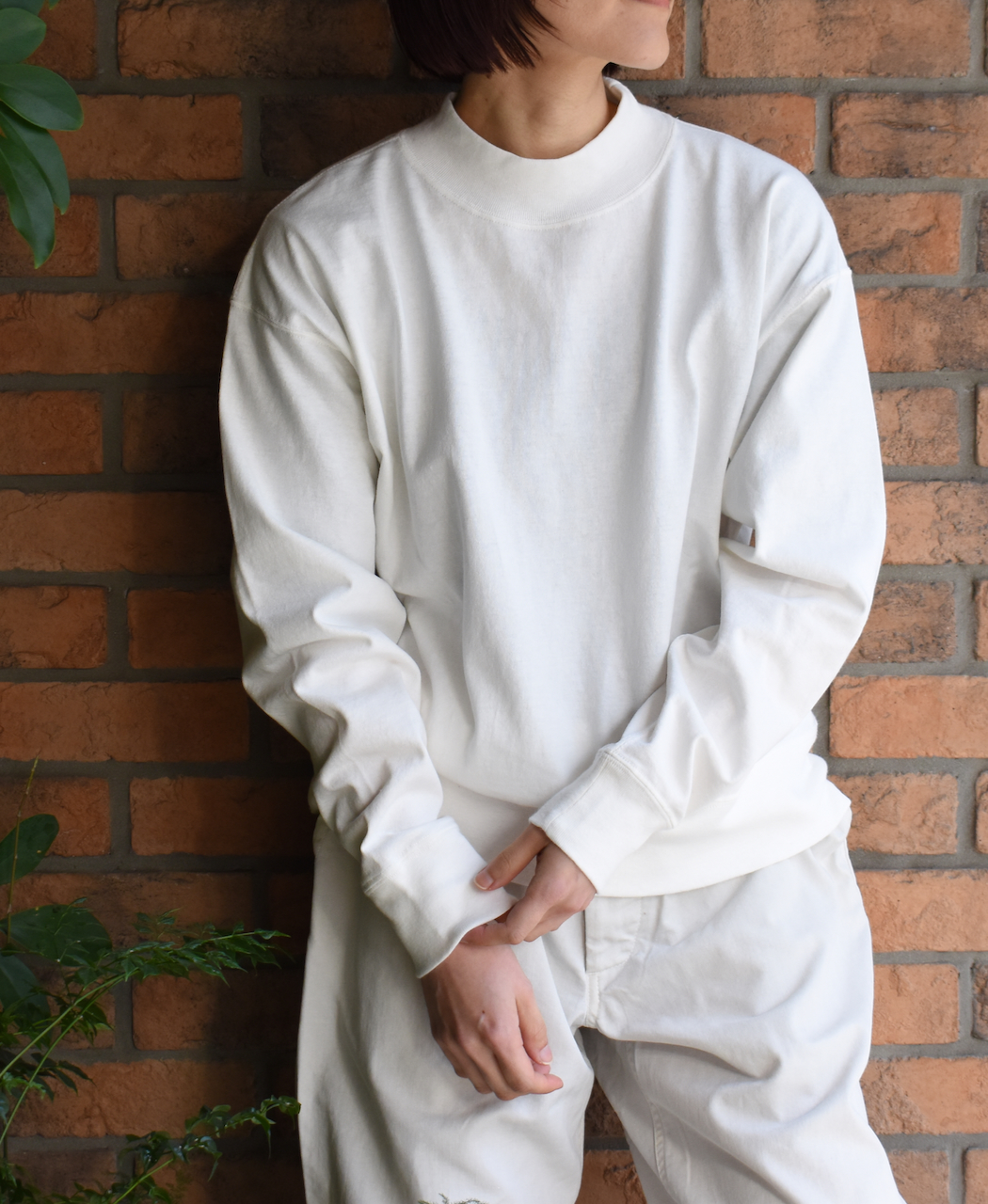 GNAM2401 (Tシャツ) SINGLE JERSEY MOCK-NECK LONG SLEEVE T-SHIRT