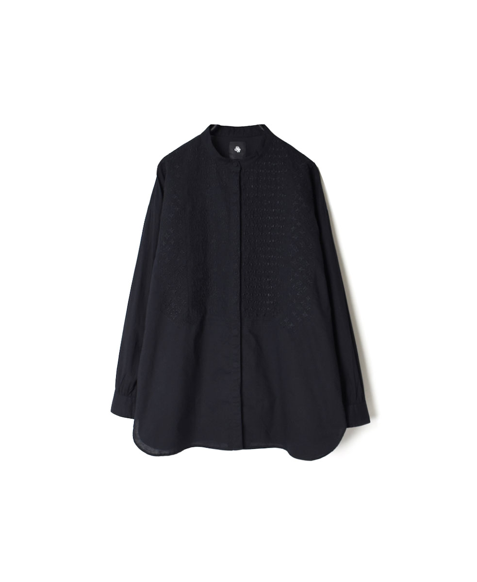 NMDS20061(ブラウス) 60’S ORGANIC CAMBRIC BANDED COLLAR EMB SHIRT