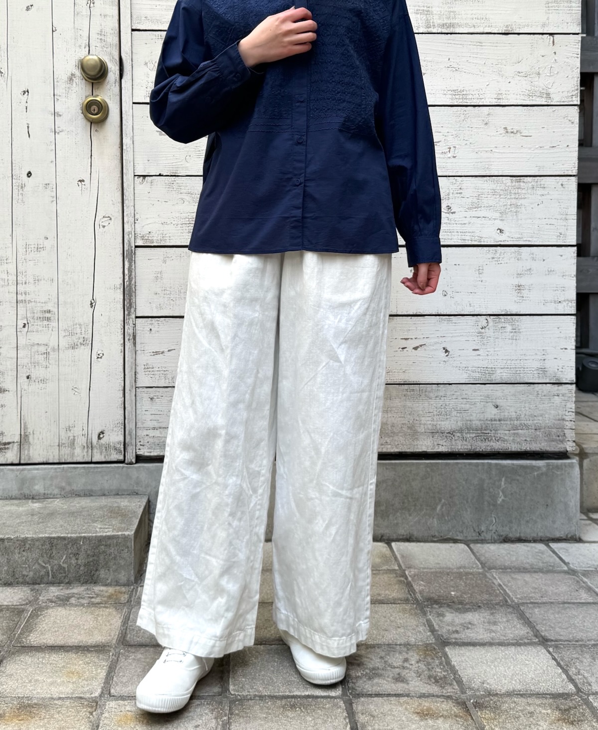 GNMDS2102CL (パンツ) 5.1oz WASHED COTTON / LINEN DENIM EASY WIDE PANTS