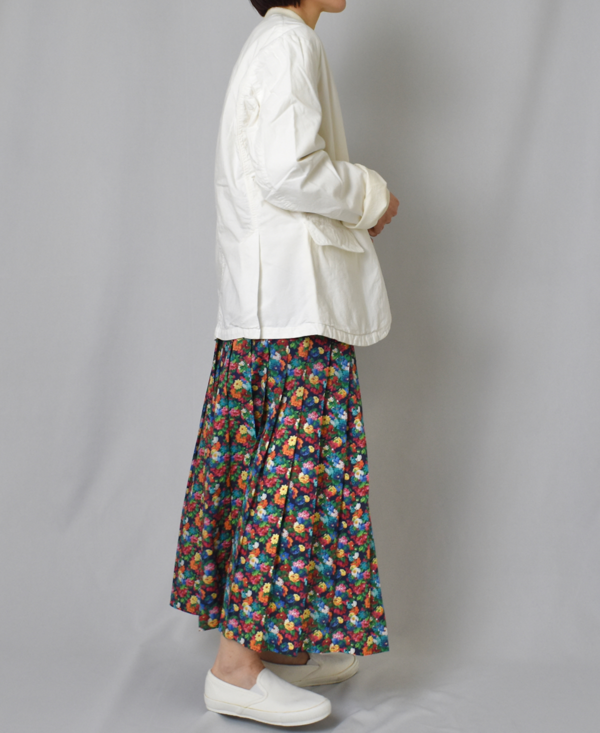 NOD1901LIB (スカート) LIBERTY LOW WAIST PLEATS WRAP SKIRT LENGTH 80cm