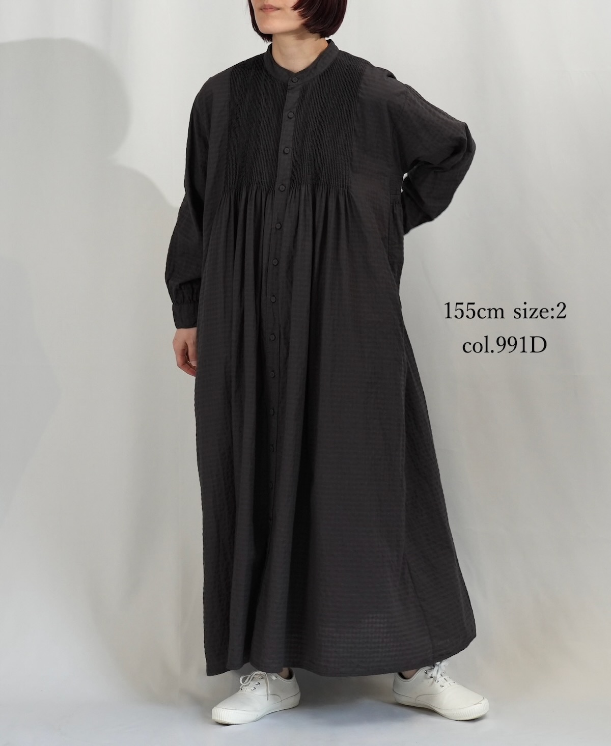 NMDS24103D(ワンピース) ORGANIC COTTON BIG CHECK(OVERDYE) MINI PINTUCK BANDED SHIRT DRESS