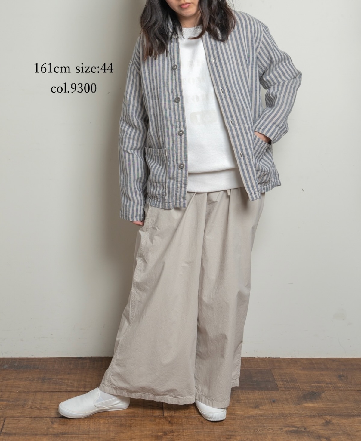 LNHT2302LWS (ジャケット) LINEN WIDE STRIPE STAND COLLAR OVERALL