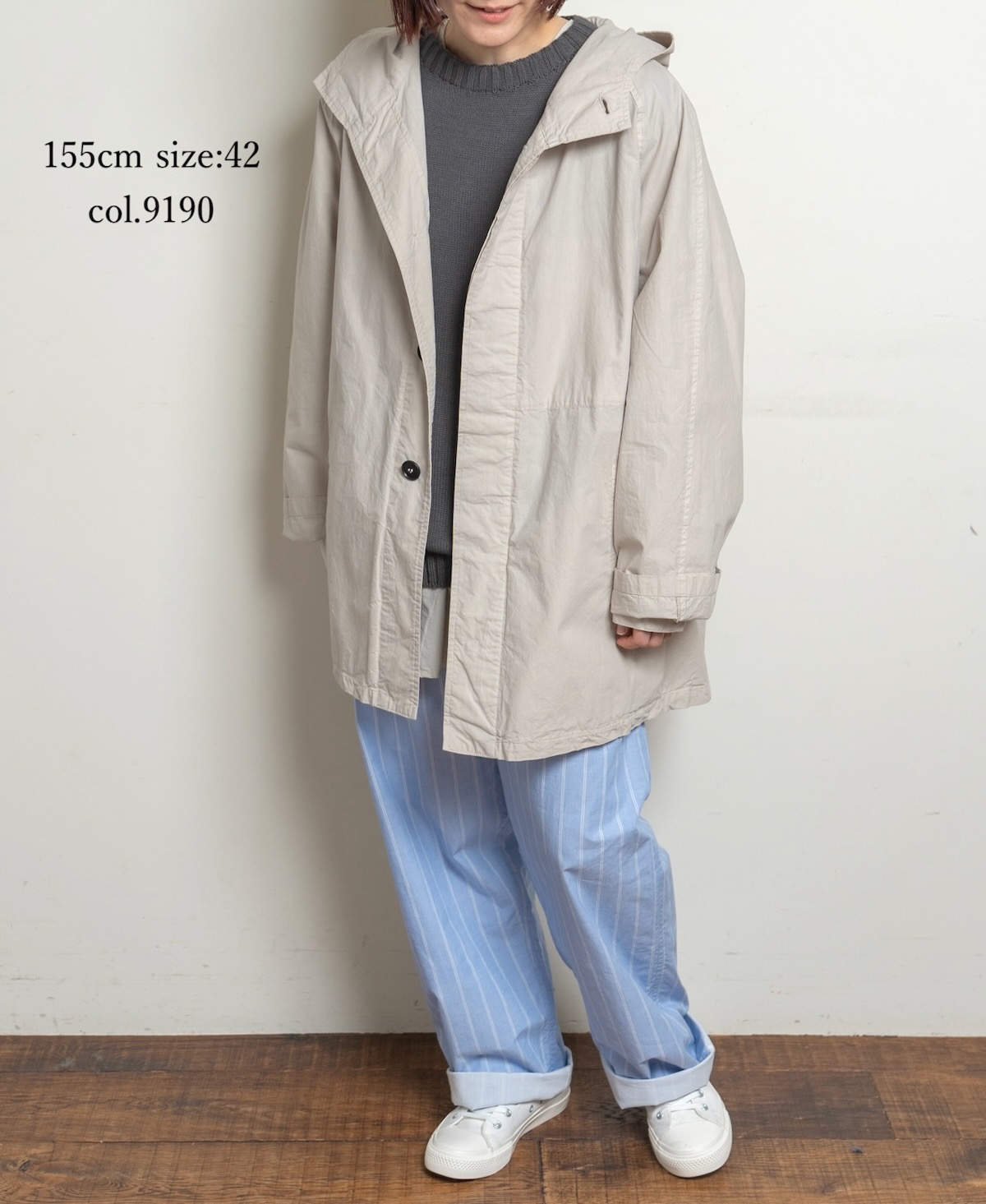 NHT2311TC (コート) LIGHT WEIGHT COTTON OVERDYE HOODED SHORT COAT