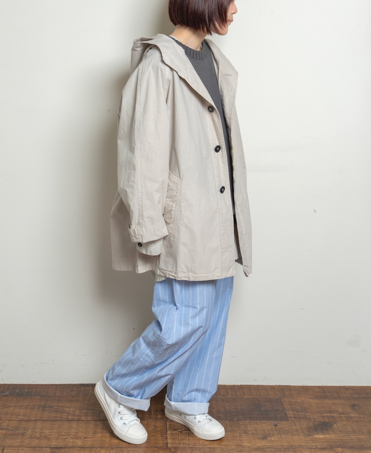 NHT2311TC (コート) LIGHT WEIGHT COTTON OVERDYE HOODED SHORT COAT