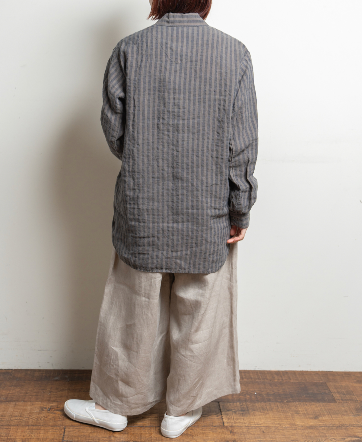 LNHT2421LWS (シャツ) LINEN WIDE STRIPE WORK PULLOVER SHIRTS