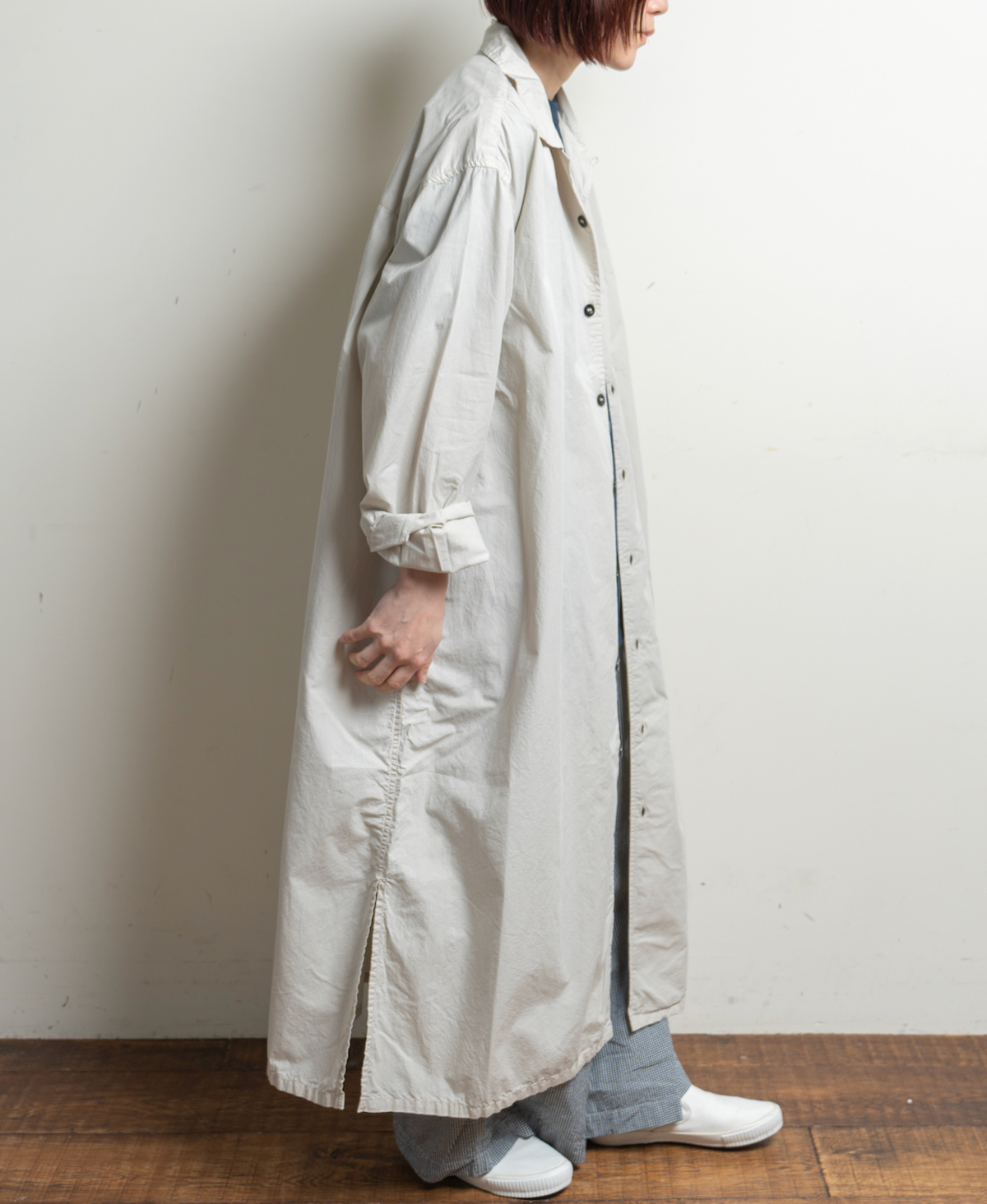 INHT2202CP (ロングシャツ) 60s COTTON POPLIN ONE-UP COLLAR LONG SHIRT